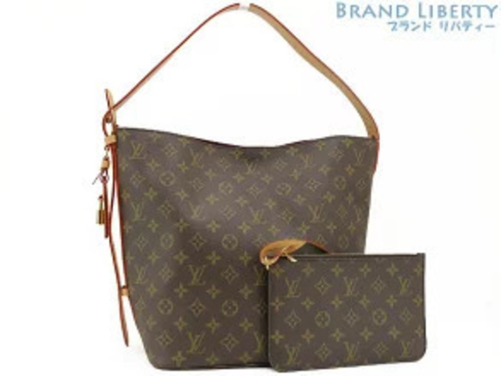 Louis Vuitton Monogram All Shoulder Bag Handbag Bucket Pouch Clutch Dark Brown
